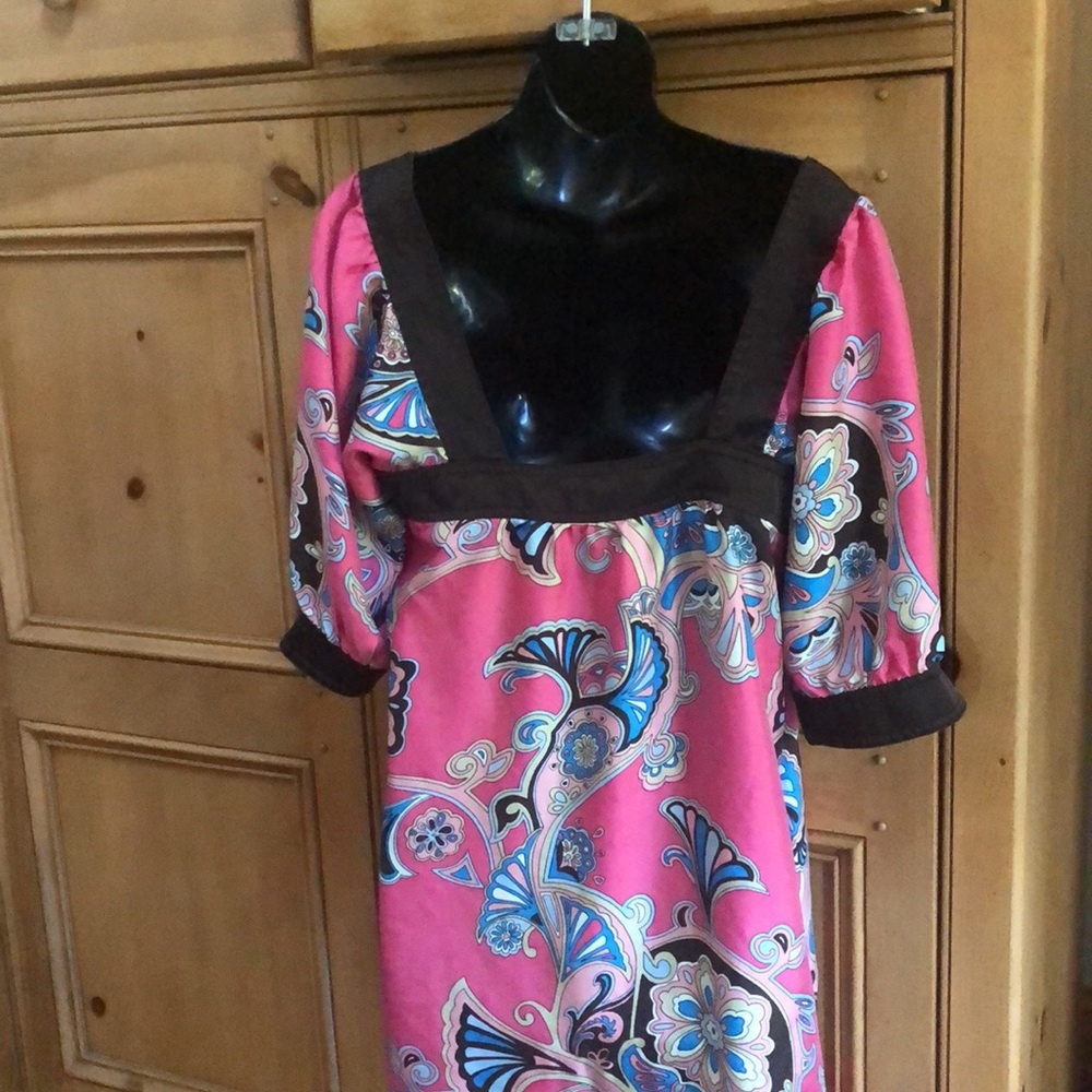 Banana Republic boho silk tunic dress paisley L - Picture 6 of 8